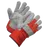 A pair of work gloves with gray palms and orange cuffs featuring the BOSS logo, displayed against a white background.
